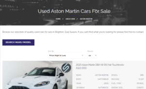 used aston martin cars example