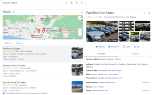google business profile shown in local map pack