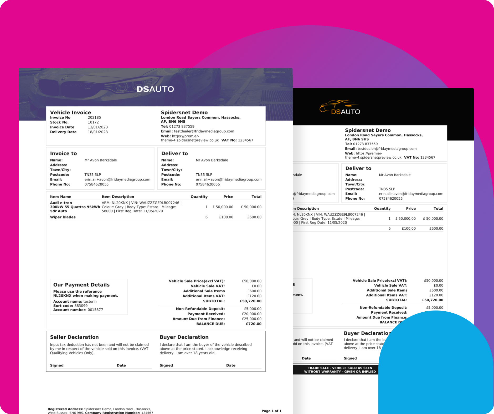 Autopromotor Books Branded Invoices